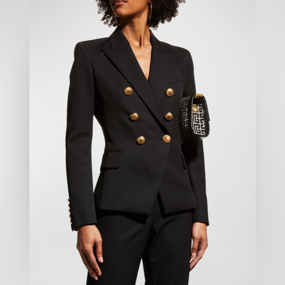 Balmain Classic Double-Breasted Button Embellished Tailored Blazer 34